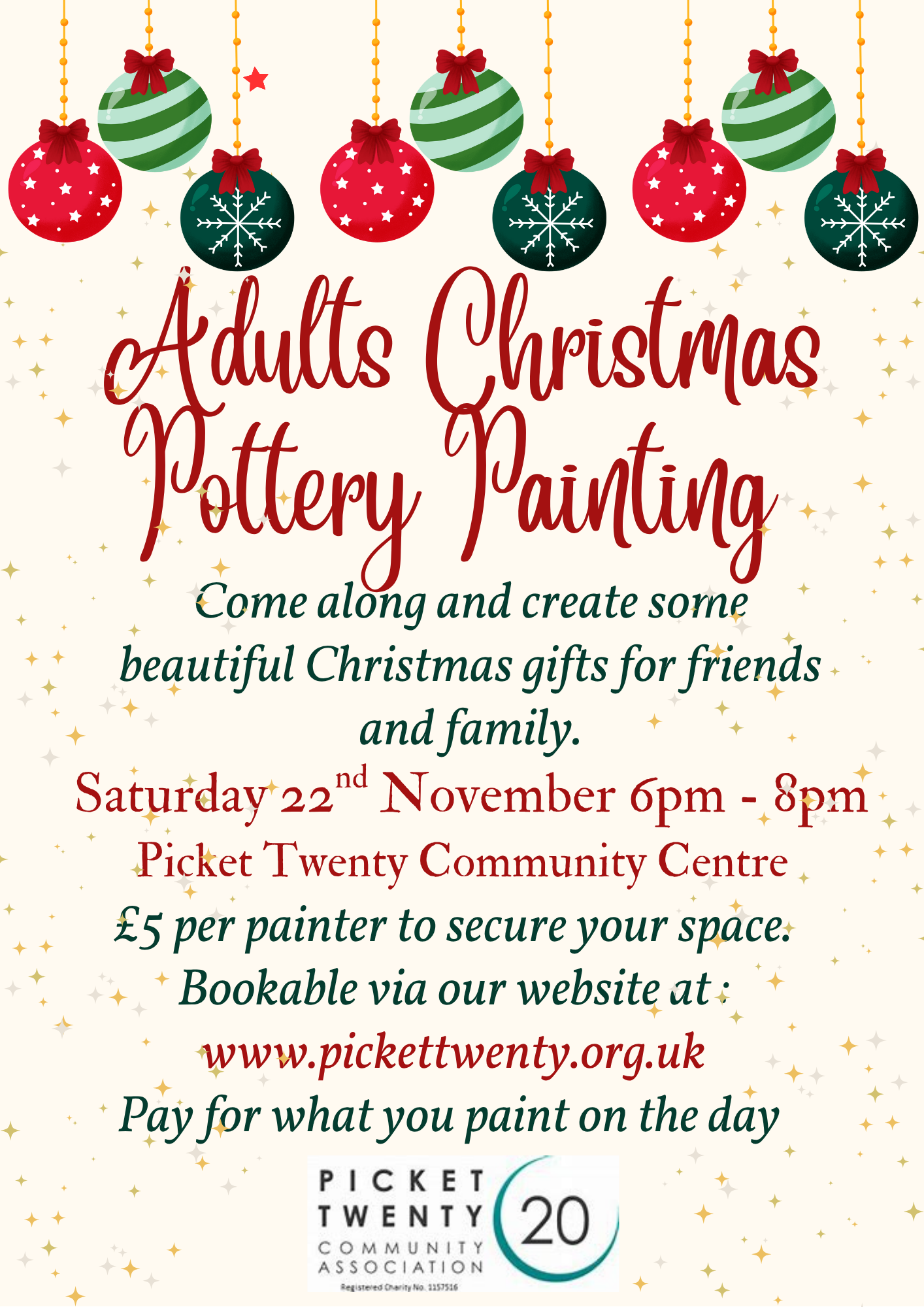 Adults Christmas pottery painting